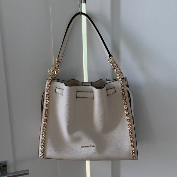 MICHAEL Michael Kors Cream Shoulder Bag with Gold Accents